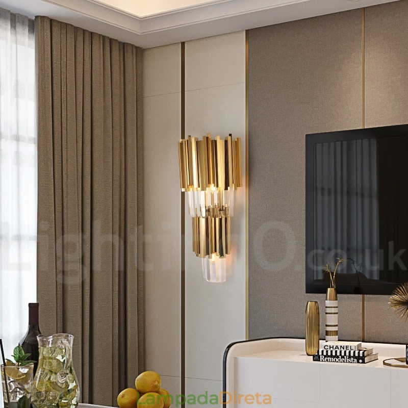 Luminária de parede de cristal K9 de luxo moderna com cúpula de cristal
