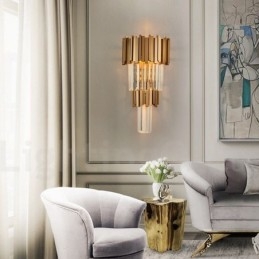 Luminária de parede de cristal K9 de luxo moderna com cúpula de cristal