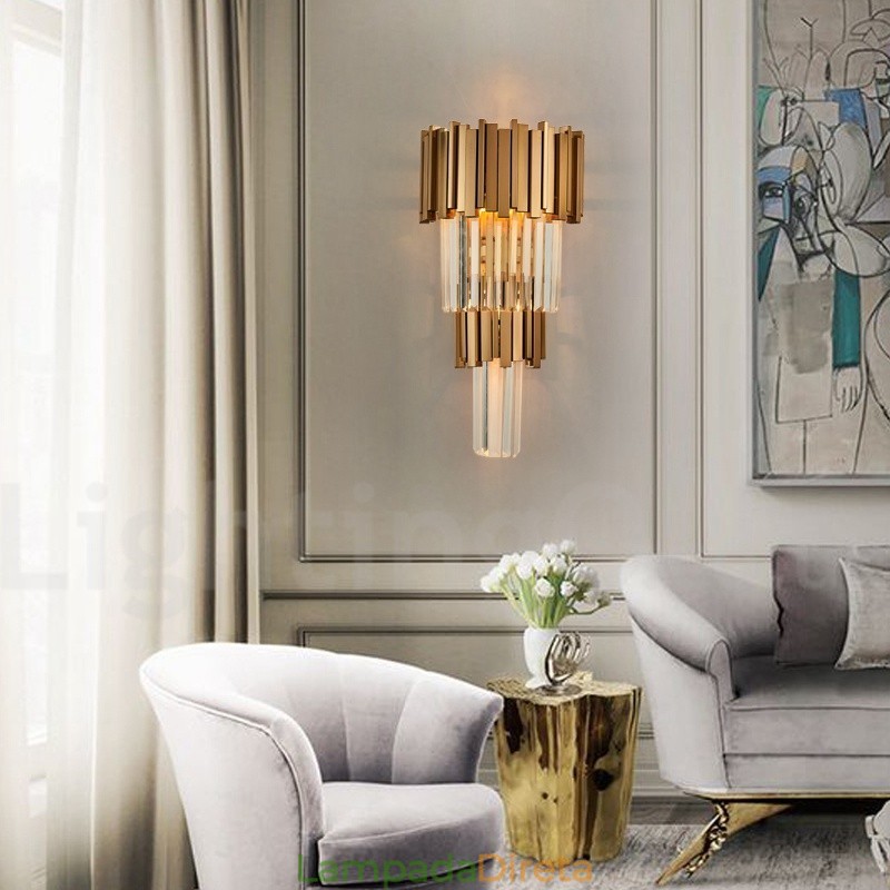 Luminária de parede de cristal K9 de luxo moderna com cúpula de cristal