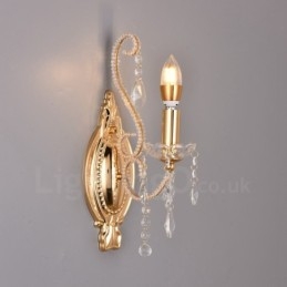 1 Luz Ouro Preto Estilo Americano Cristal Luminária de Parede para Sala de Estar Sala de Jantar Loja de Roupas Café Hotel