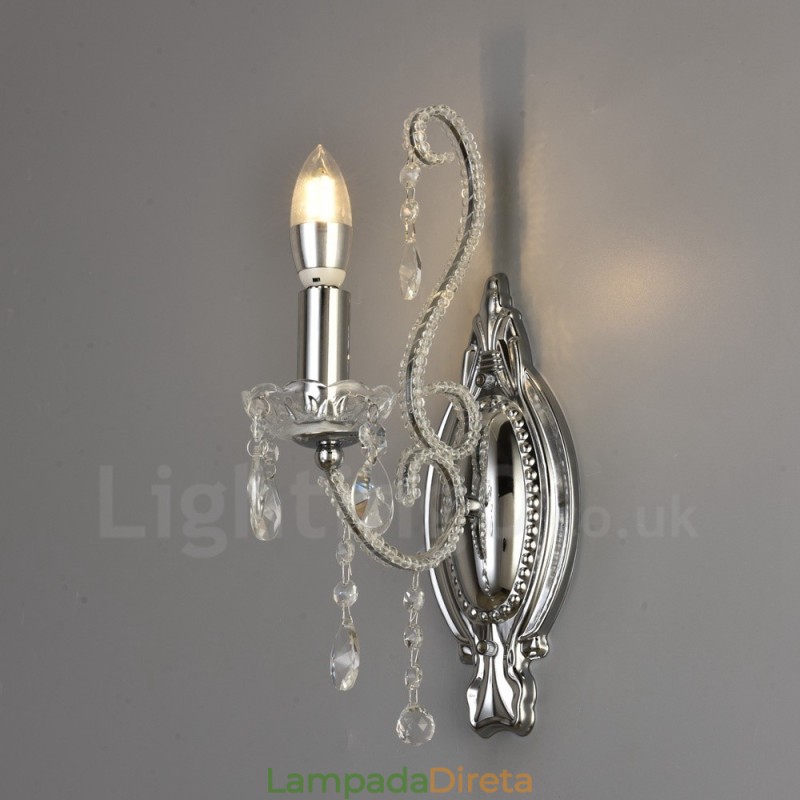 1 Luz Ouro Preto Estilo Americano Cristal Luminária de Parede para Sala de Estar Sala de Jantar Loja de Roupas Café Hotel