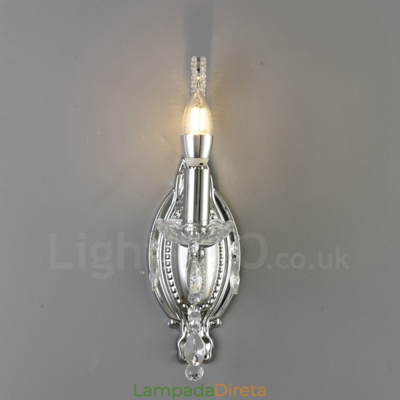1 Luz Ouro Preto Estilo Americano Cristal Luminária de Parede para Sala de Estar Sala de Jantar Loja de Roupas Café Hotel