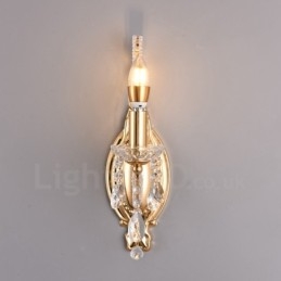 1 Luz Ouro Preto Estilo Americano Cristal Luminária de Parede para Sala de Estar Sala de Jantar Loja de Roupas Café Hotel
