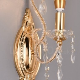 1 Luz Ouro Preto Estilo Americano Cristal Luminária de Parede para Sala de Estar Sala de Jantar Loja de Roupas Café Hotel
