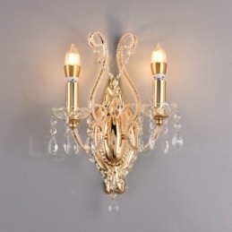 2 Luzes Ouro Preto Estilo Americano Cristal Luz de Parede para Sala de Estar Sala de Jantar Loja de Roupas Café Hotel