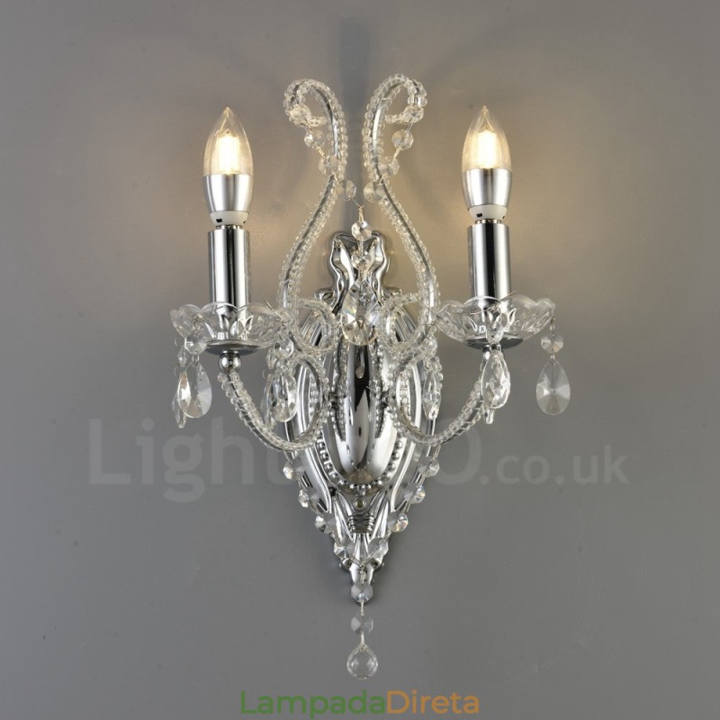 2 Luzes Ouro Preto Estilo Americano Cristal Luz de Parede para Sala de Estar Sala de Jantar Loja de Roupas Café Hotel