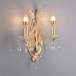 2 Luzes Ouro Preto Estilo Americano Cristal Luz de Parede para Sala de Estar Sala de Jantar Loja de Roupas Café Hotel