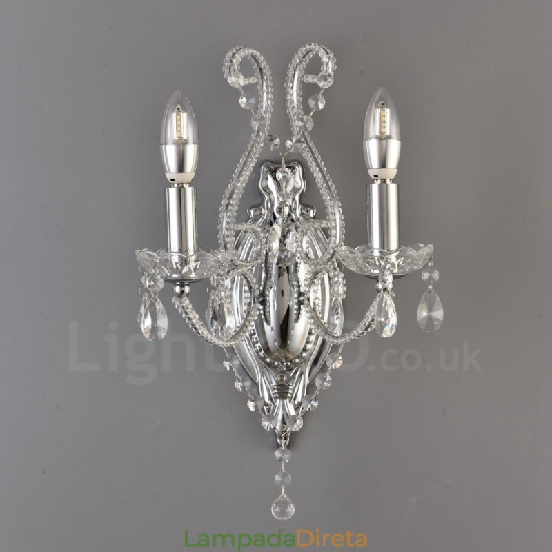 2 Luzes Ouro Preto Estilo Americano Cristal Luz de Parede para Sala de Estar Sala de Jantar Loja de Roupas Café Hotel