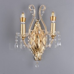 2 Luzes Ouro Preto Estilo Americano Cristal Luz de Parede para Sala de Estar Sala de Jantar Loja de Roupas Café Hotel