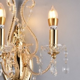 2 Luzes Ouro Preto Estilo Americano Cristal Luz de Parede para Sala de Estar Sala de Jantar Loja de Roupas Café Hotel