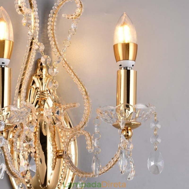 2 Luzes Ouro Preto Estilo Americano Cristal Luz de Parede para Sala de Estar Sala de Jantar Loja de Roupas Café Hotel