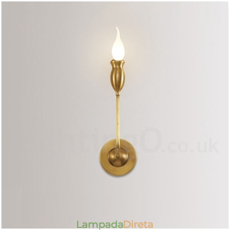 Pure Brass Luxuoso Rústico Retro Vintage 1 Luz Vela de Parede Luz Especial para Hotel Quarto Showroom Sala de Estar Sala de Jantar