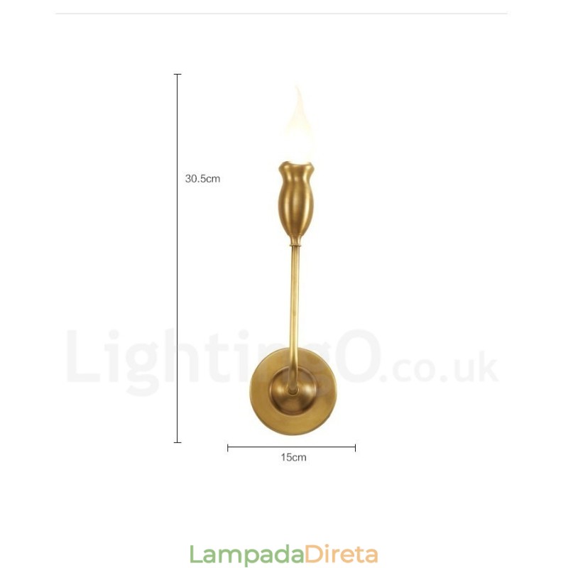 Pure Brass Luxuoso Rústico Retro Vintage 1 Luz Vela de Parede Luz Especial para Hotel Quarto Showroom Sala de Estar Sala de Jantar