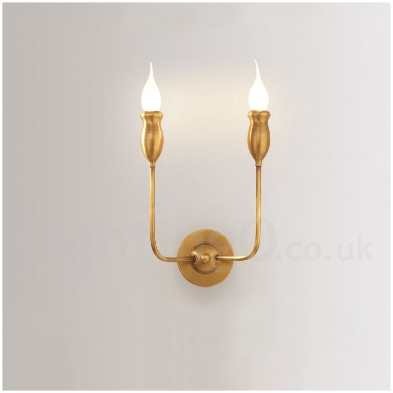 Pure Brass Luxuoso Rústico Retro Vintage Latão 2 Luzes Vela Parede Luz Especial para Hotel Escritório Showroom Sala de Estar Sala de Jantar
