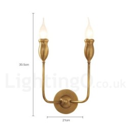 Pure Brass Luxuoso Rústico Retro Vintage Latão 2 Luzes Vela Parede Luz Especial para Hotel Escritório Showroom Sala de Estar Sala de Jantar