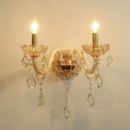 2 Luzes Ouro K9 Cristal Vela Retro Vidro Parede Luz