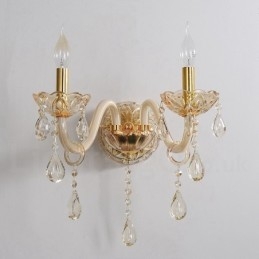 2 Luzes Ouro K9 Cristal Vela Retro Vidro Parede Luz