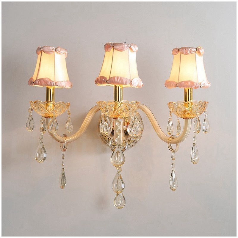 3 Luzes Ouro K9 Cristal Vela Retro Vidro Parede Luz