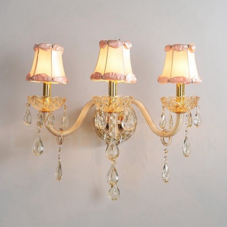 3 Luzes Ouro K9 Cristal Vela Retro Vidro Parede Luz 3 Luzes Ouro K9 Cristal Vela Retro Vidro Parede Luz