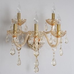 5 Luzes Ouro K9 Cristal Vela Retro Vidro Parede Luz