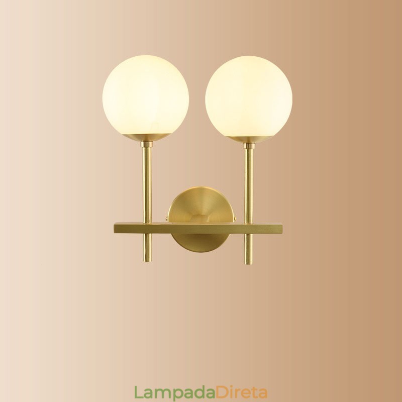 Luminária de parede moderna Molecules Bean com cúpula de vidro esférica