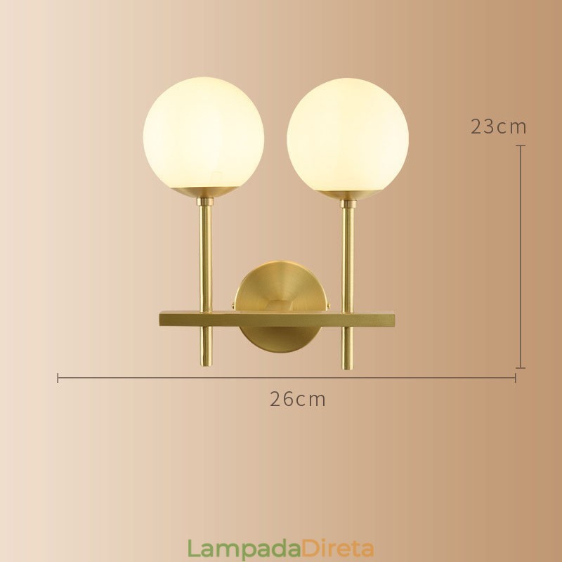 Luminária de parede moderna Molecules Bean com cúpula de vidro esférica