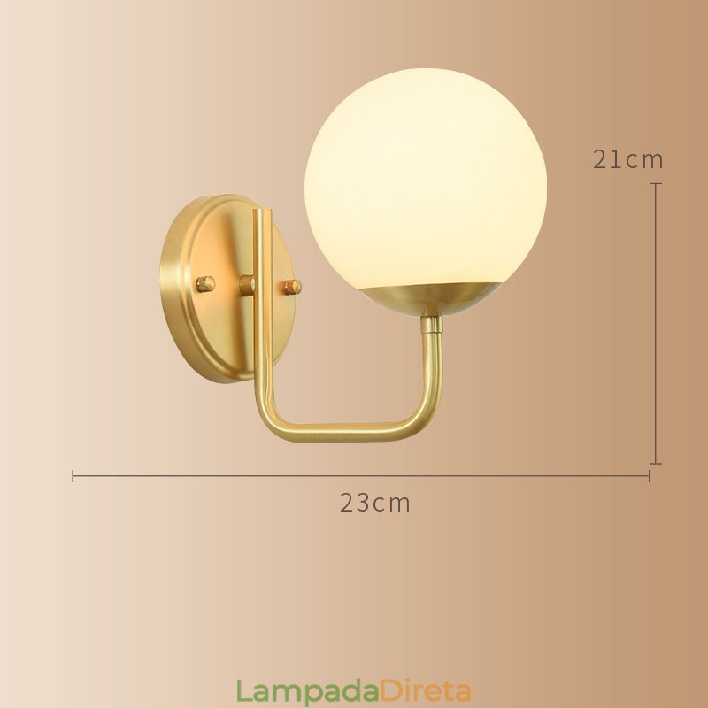 Luminária de parede moderna Molecules Bean com cúpula de vidro esférica