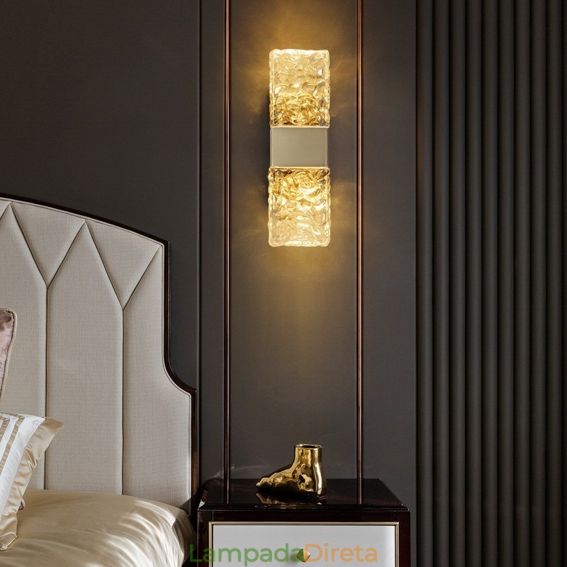 Luminária de parede de cristal moderna embutida para cabeceira, varanda, corredor, sala de estar, quarto, estudo