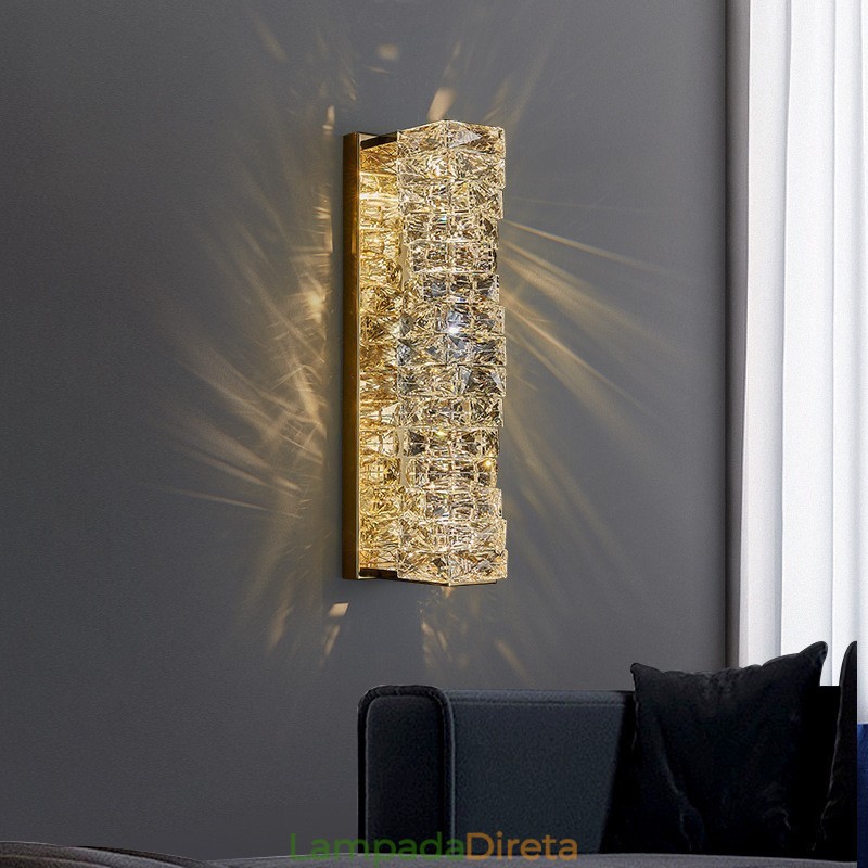Luminária de parede de cristal K9 moderna para cabeceira, varanda, corredor, sala de estar, quarto, estudo