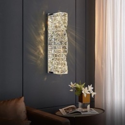 Luminária de parede de cristal K9 moderna para cabeceira, varanda, corredor, sala de estar, quarto, estudo