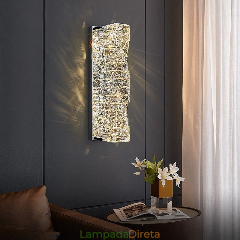 Luminária de parede de cristal K9 moderna para cabeceira, varanda, corredor, sala de estar, quarto, estudo