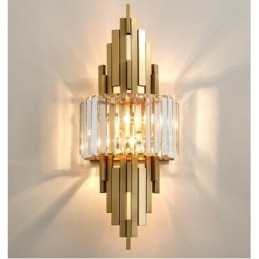 Luminária de parede de cristal de luxo pós-moderna para sala de estar, fundo de TV, parede de cabeceira, luz de parede