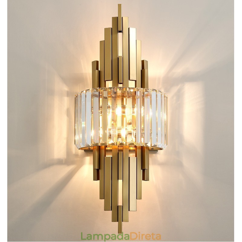 Luminária de parede de cristal de luxo pós-moderna para sala de estar, fundo de TV, parede de cabeceira, luz de parede