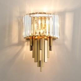 Luminária de parede de cristal de luxo pós-moderna para sala de estar, fundo de TV, parede de cabeceira, luz de parede