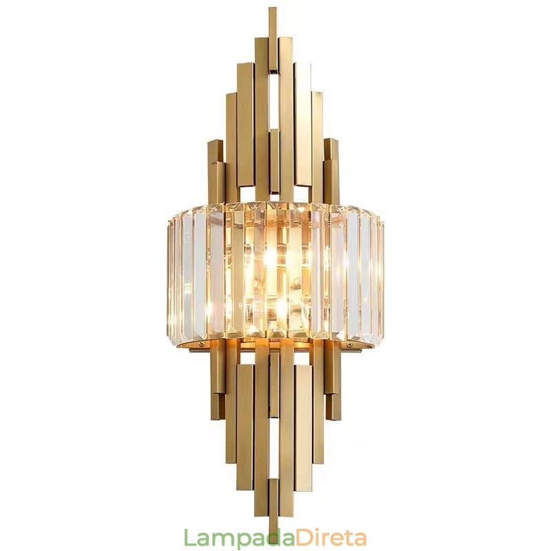 Luminária de parede de cristal de luxo pós-moderna para sala de estar, fundo de TV, parede de cabeceira, luz de parede