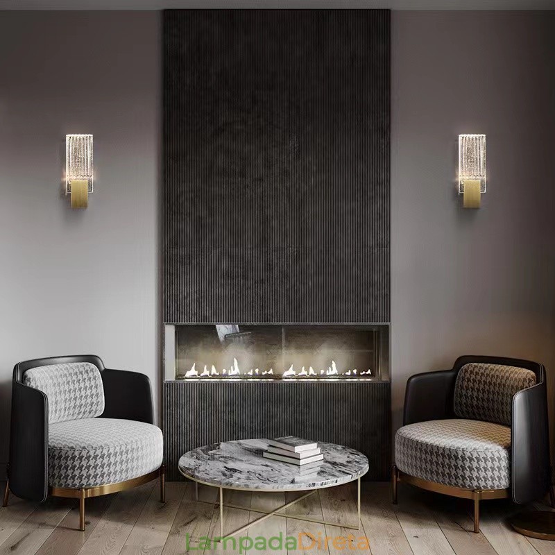 Apliques de parede de cristal minimalistas pós-modernos para sala de estar, cabeceira de arte americana, quarto, estudo, apliques de parede
