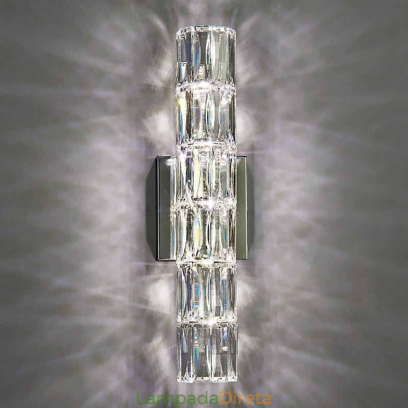 Luminária de parede para sala de estar, luminária de cabeceira simples e luxuosa para quarto, hall de entrada do hotel, corredor, projeto de villa, arandelas de parede de cristal em aço inoxidável