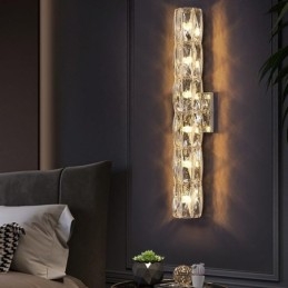 Luminária de parede para sala de estar, luminária de cabeceira simples e luxuosa para quarto, hall de entrada do hotel, corredor, projeto de villa, arandelas de parede de cristal em aço inoxidável