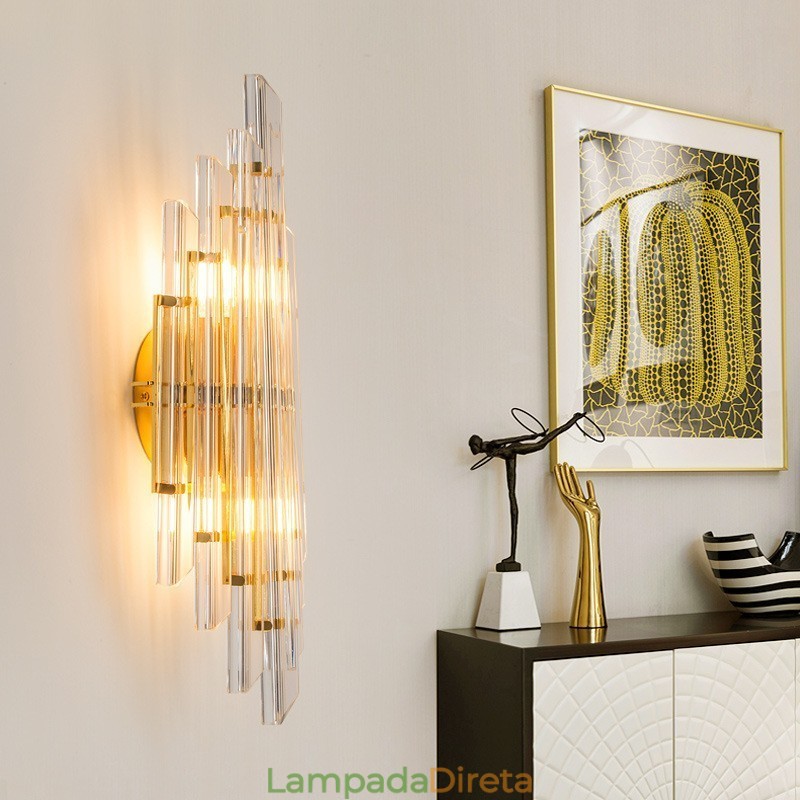 Luminária de parede de cristal de luxo para hotel, luminária de parede pós-moderna, personalidade, sala de estar, corredor, entrada, cenário, quarto, cabeceira, arandelas decorativas