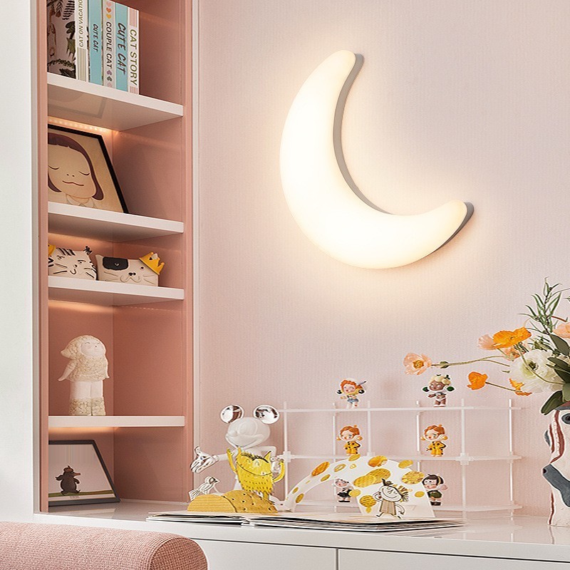 20W Nordic Indoor Moon Shape Quarto Infantil Parede Arandelas Luzes de Teto