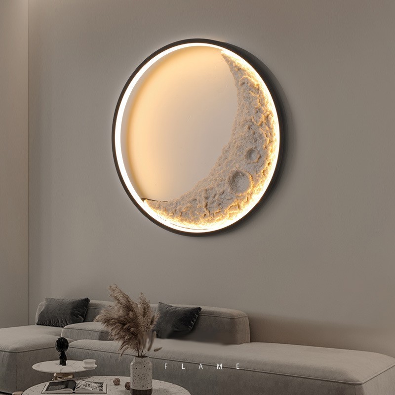 Luminárias de parede decorativas de fundo redondo nórdico para ambientes internos