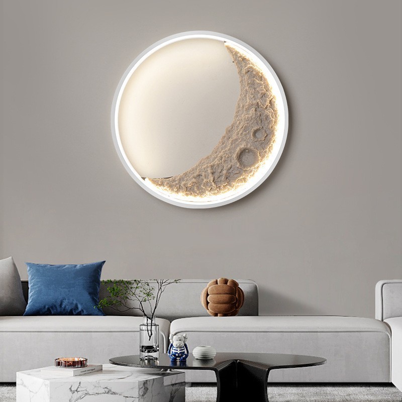 Luminárias de parede decorativas de fundo redondo nórdico para ambientes internos
