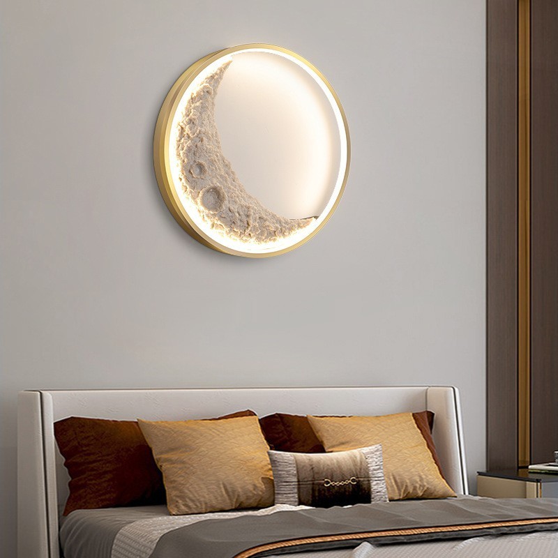 Luminárias de parede decorativas de fundo redondo nórdico para ambientes internos