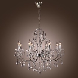 Lustre de cristal cromado clássico tradicional em metal