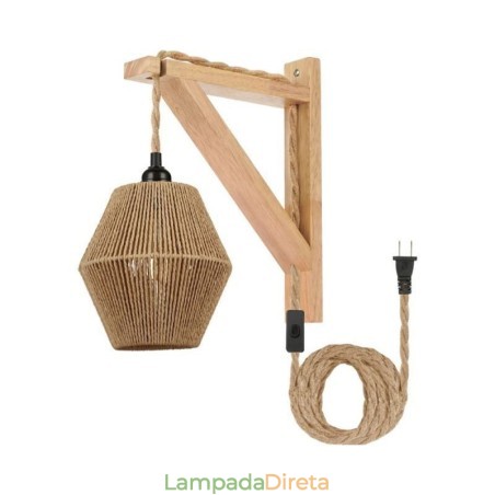 Luminária de parede de corda de papel American Pastoral Retro com plugue