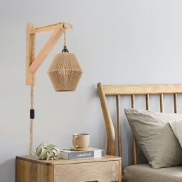 Luminária de parede de corda de papel American Pastoral Retro com plugue