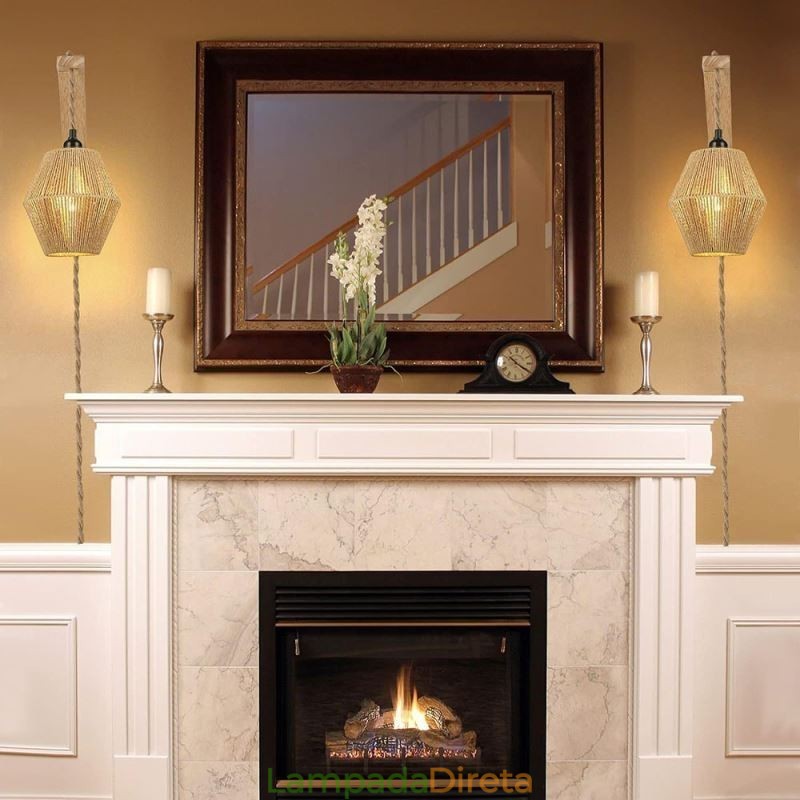 Luminária de parede de corda de papel American Pastoral Retro com plugue