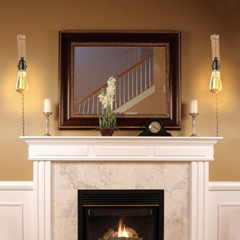 Aplique de parede de madeira maciça American Pastoral Retro Hemp String Wall Light com plugue