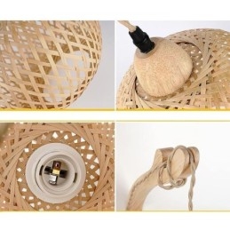 Luminária de parede de bambu American Pastoral Retro Hemp String Wall Light com plugue