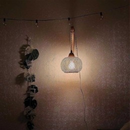 Luminária de parede de bambu American Pastoral Retro Hemp String Wall Light com plugue